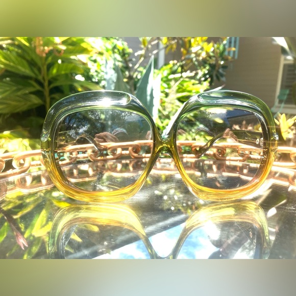 VNTG CHRISTIAN DIOR Rare Oversized Optyl Ombre Green Yellow Oversized Sunglasses - Picture 2 of 5